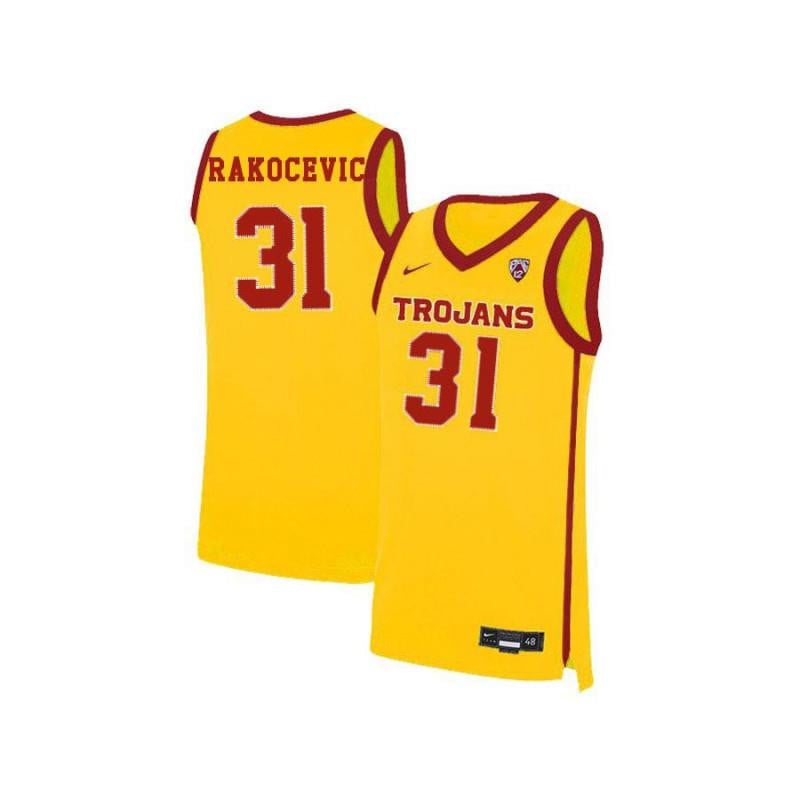31 Nick Rakocevic Yellow Elite USC Trojans NCAA Jersey Men's