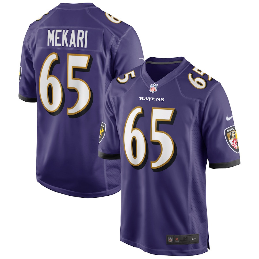 Patrick Mekari 65 Baltimore Ravens Game Purple NFL Jersey Men's