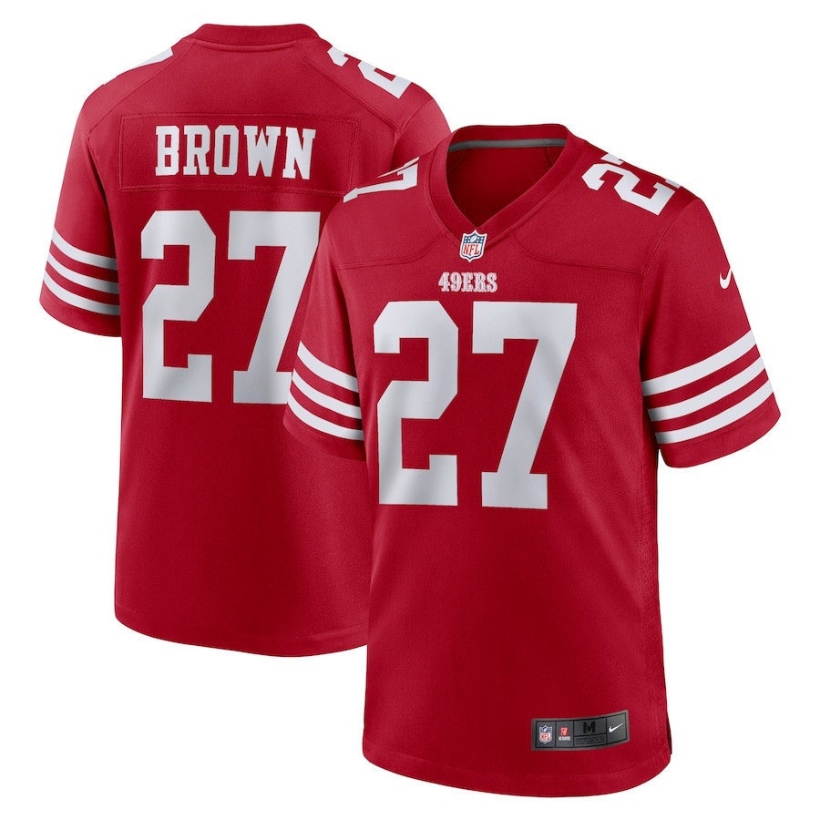 Ji'Ayir Brown 27 San Francisco 49ers Game Scarlet NFL Jersey Men's