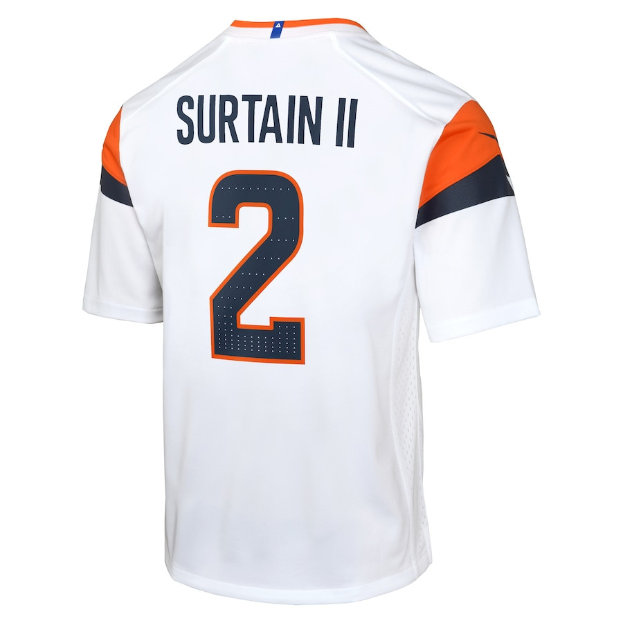 Patrick Surtain II 2 Denver Broncos Game White NFL Jersey Youth