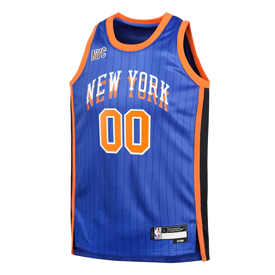 New York Knicks 2023/24 City Edition Swingman Custom Blue NBA Jersey Youth