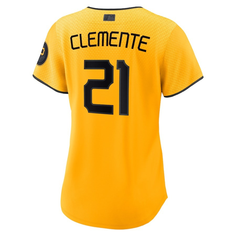 Roberto Clemente 21 Pittsburgh Pirates 2023 City Connect Gold MLB Jersey Women's