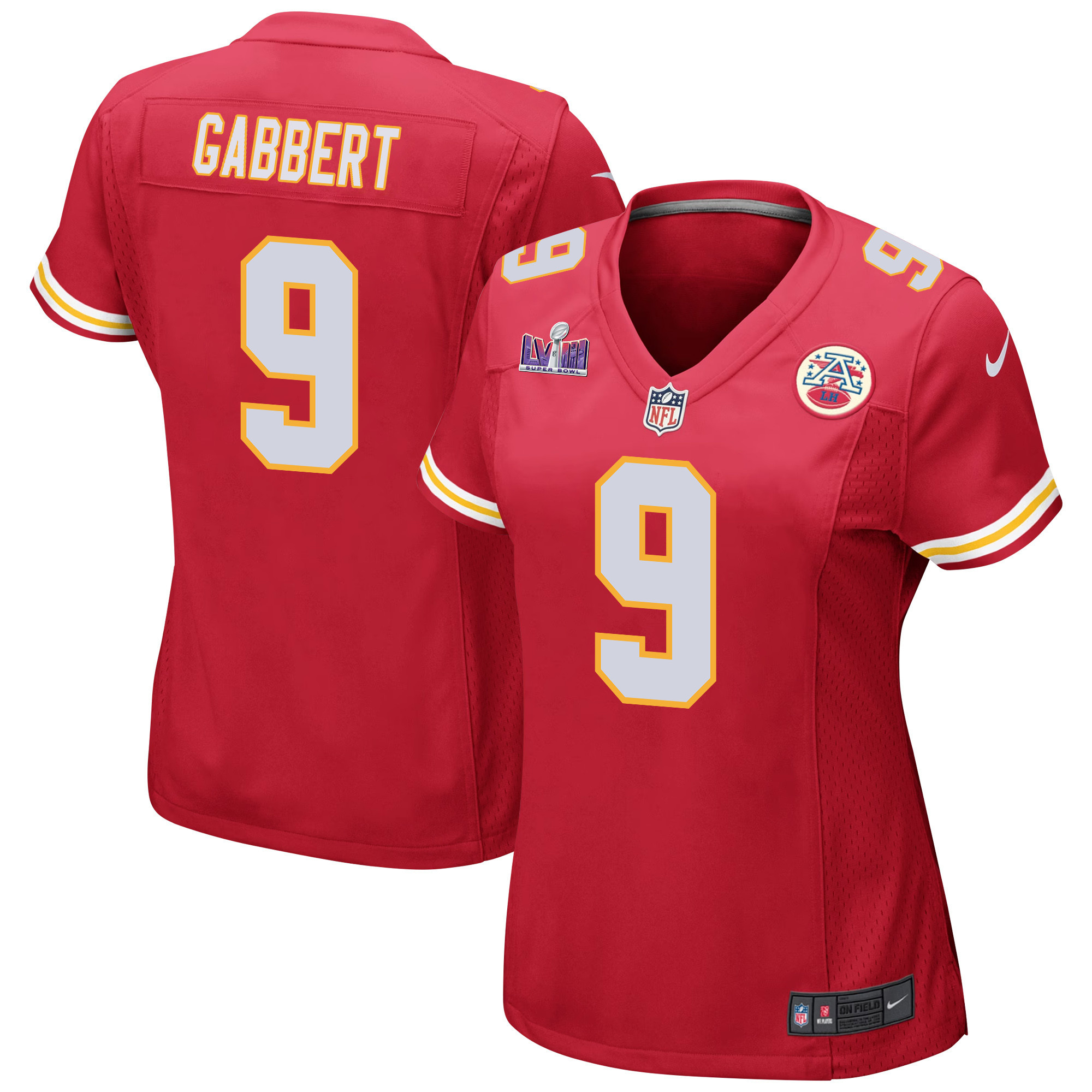 Blaine Gabbert 9 Kansas City Chiefs Super Bowl LVIII Patch Game Red NFL Jersey Women's