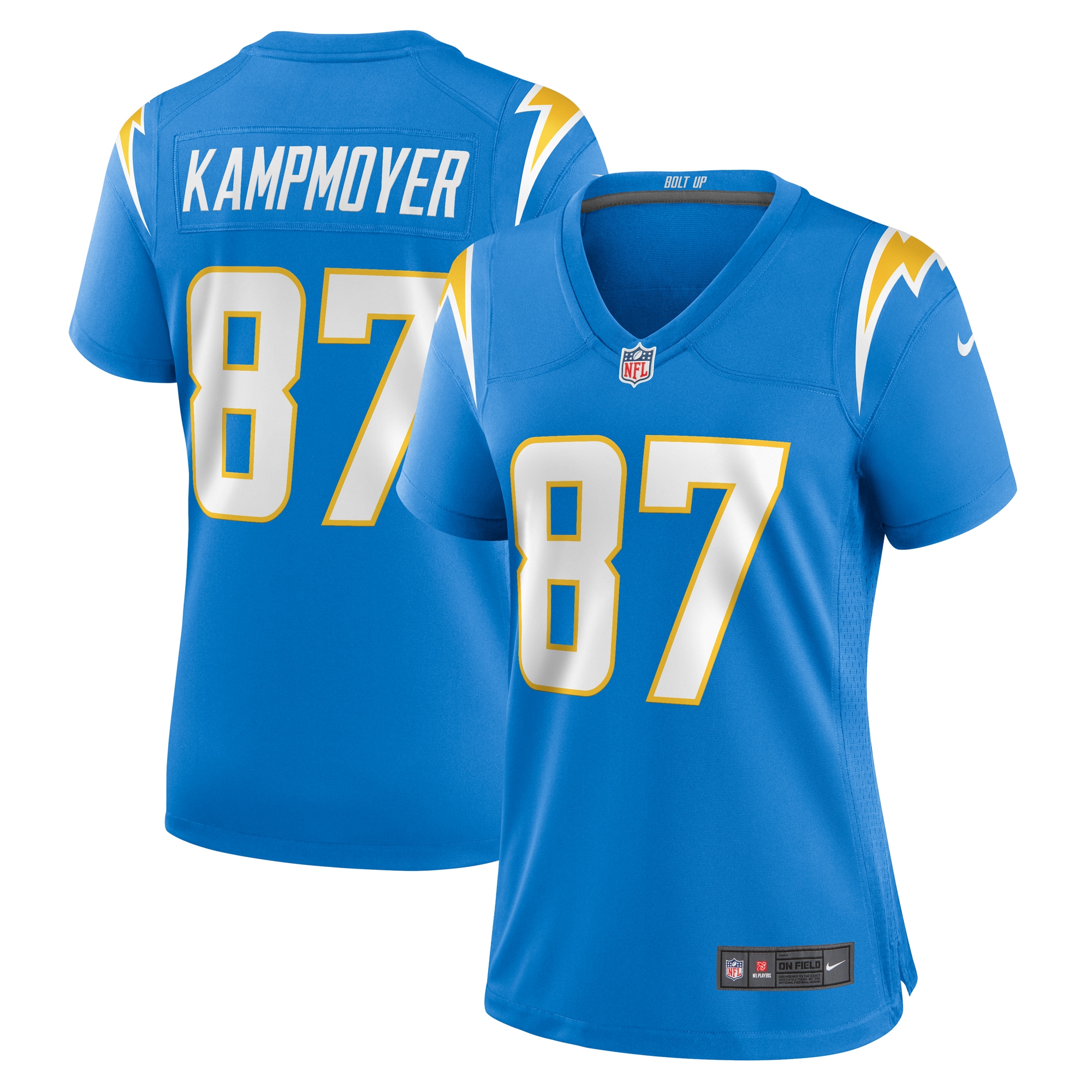 Los Angeles Chargers Hunter Kampmoyer Powder Blue Game Player NFL Jersey Women's