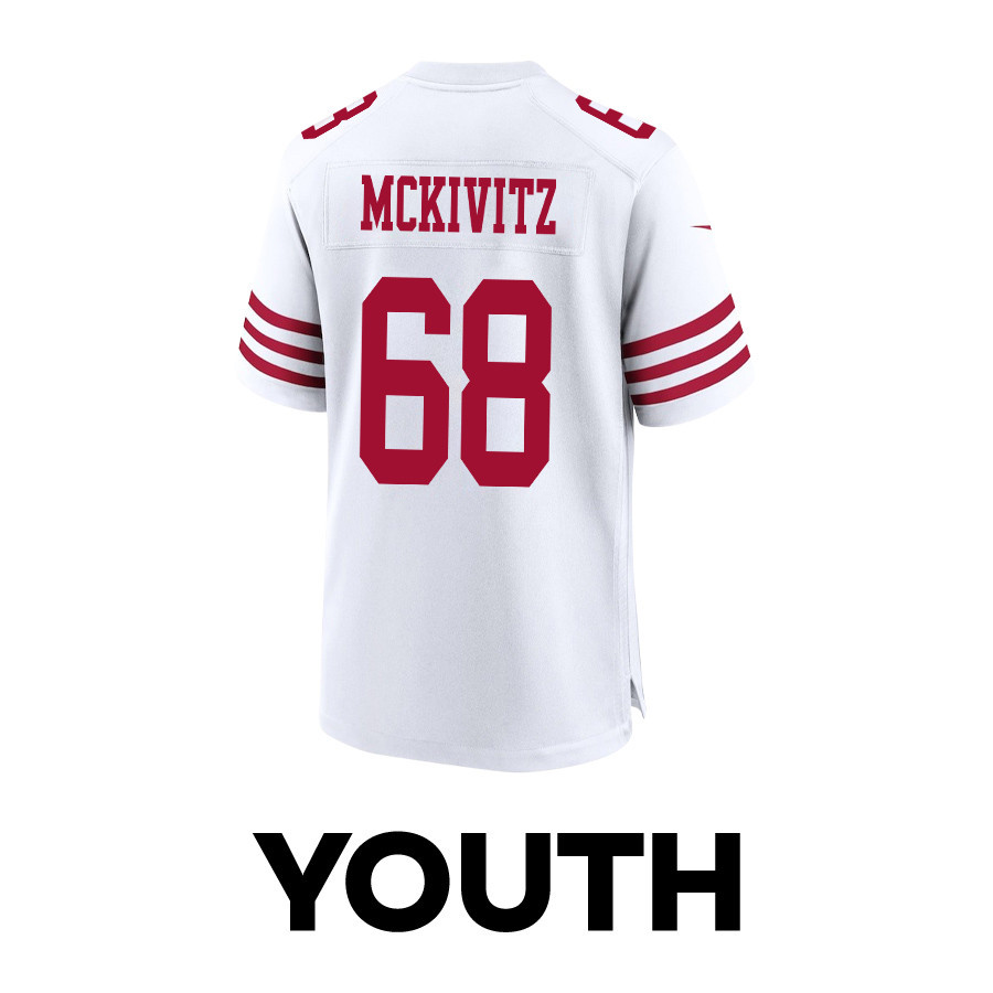 Colton McKivitz 68 San Francisco 49ers Super Bowl LVIII Patch Game White NFL Jersey Youth