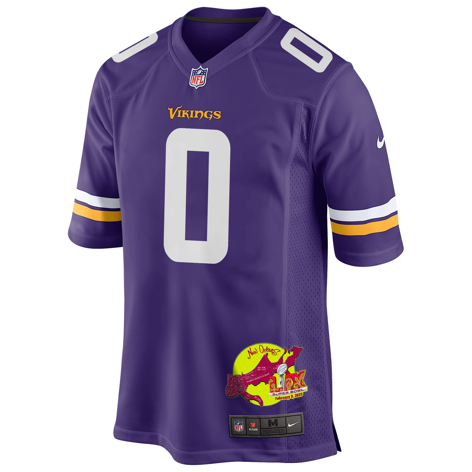 Ivan Pace Jr. 0 Minnesota Vikings Super Bowl LIX New Orleans Patch Game Purple NFL Jersey Men's