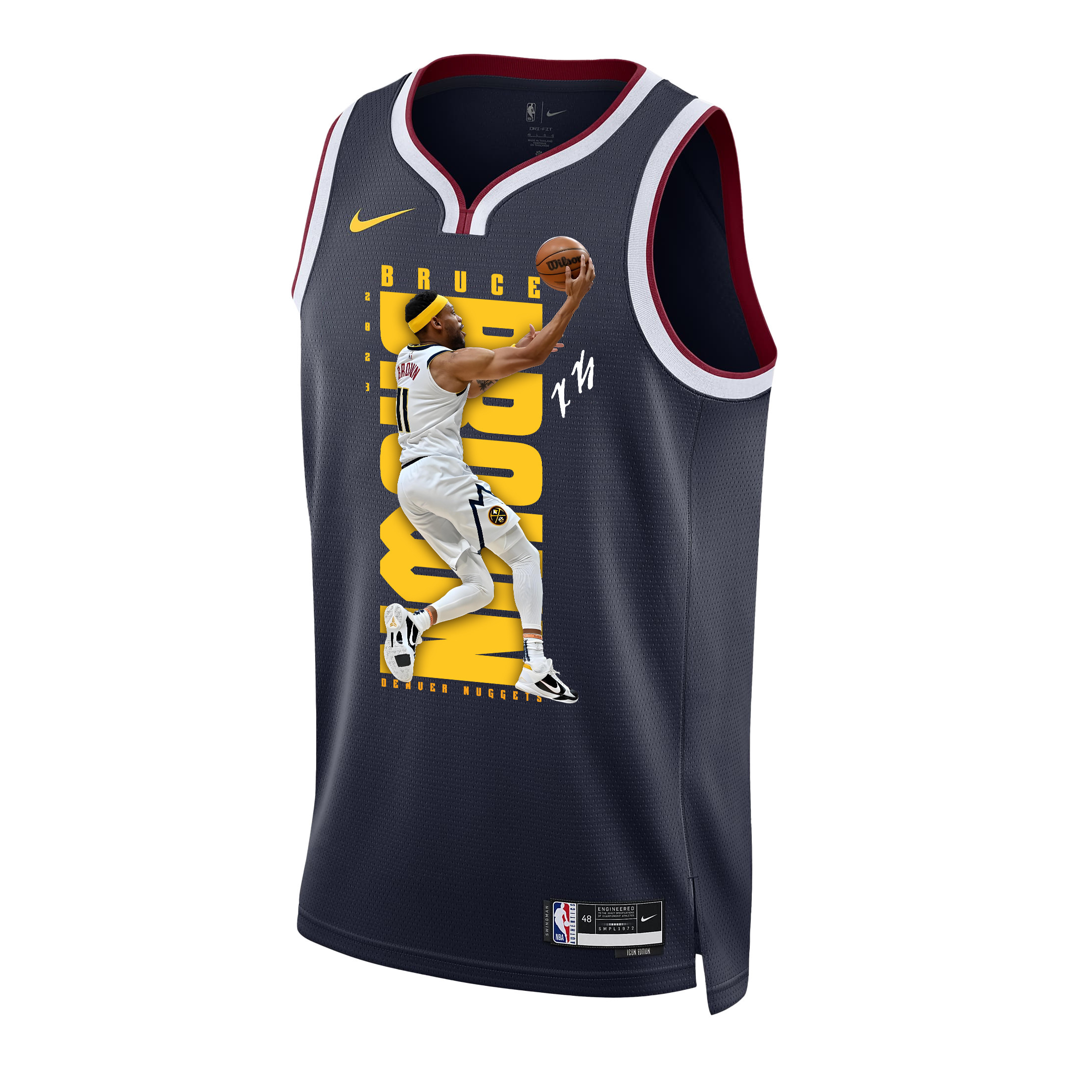 Bruce Brown 11 Denver Nuggets Playing Style 2023 Champions Swingman Black NBA Jersey Men's