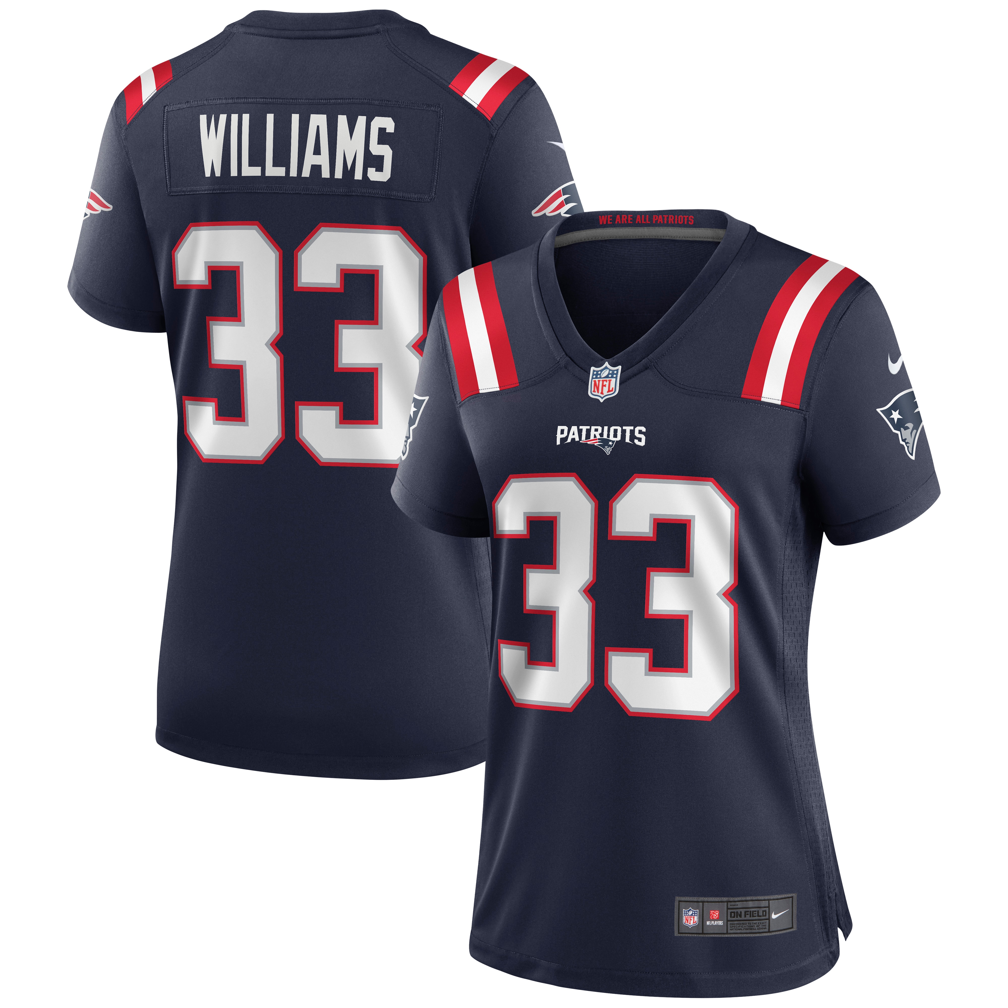 New England Patriots Joejuan Williams Navy Game NFL Jersey Women's