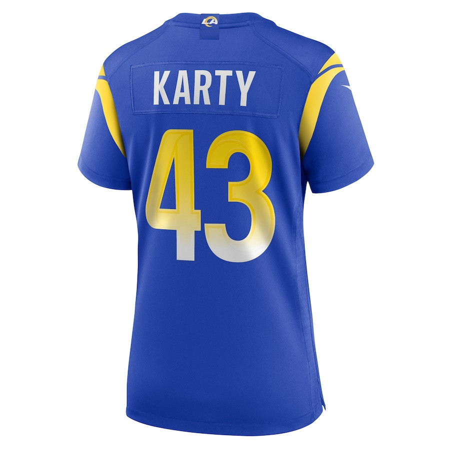 Joshua Karty 43 Los Angeles Rams Game Royal NFL Jersey Women's