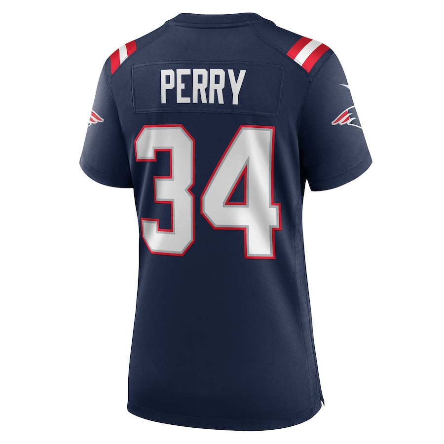 Mark Perry 34 New England Patriots Team Game Navy NFL Jersey Women's