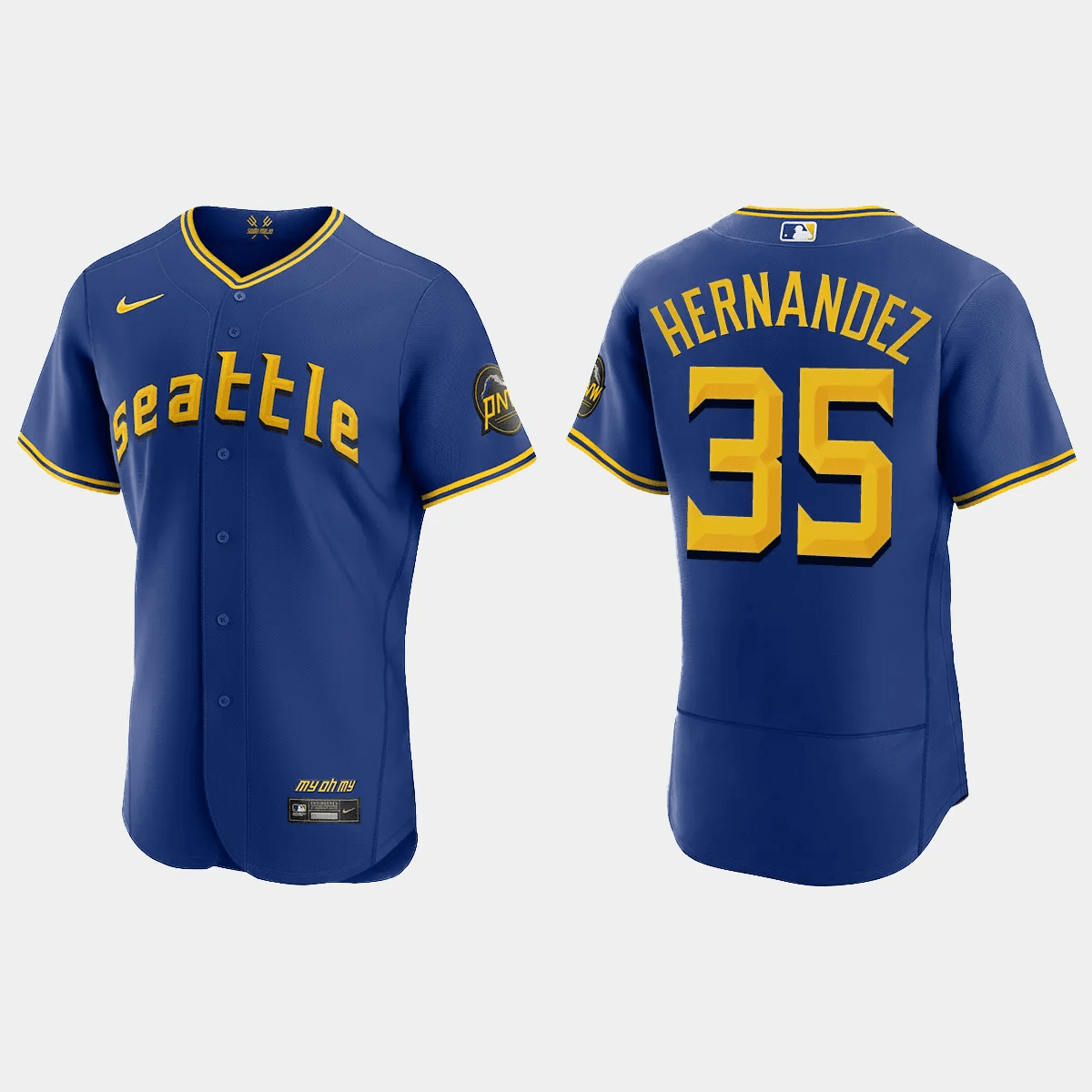 Teoscar Hernandez 35 Seattle Mariners 2023 City Connect Elite Royal MLB Jersey Men's