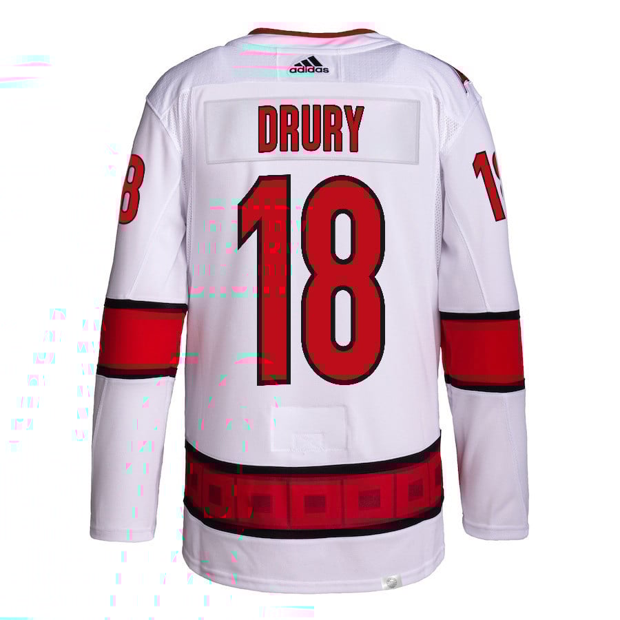 Jack Drury 18 Carolina Hurricanes 2024 Playoffs Patch Away White NHL Jersey Men's