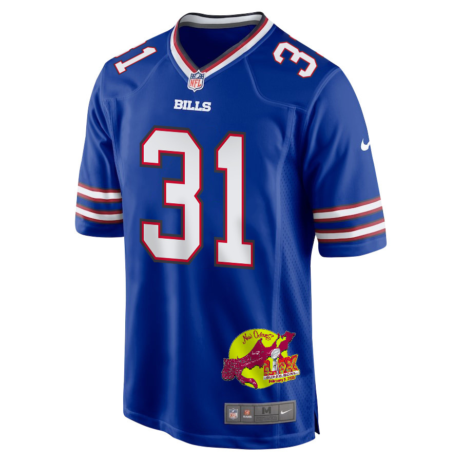 Rasul Douglas 31 Buffalo Bills Super Bowl LIX New Orleans Patch Game Royal NFL Jersey Men's