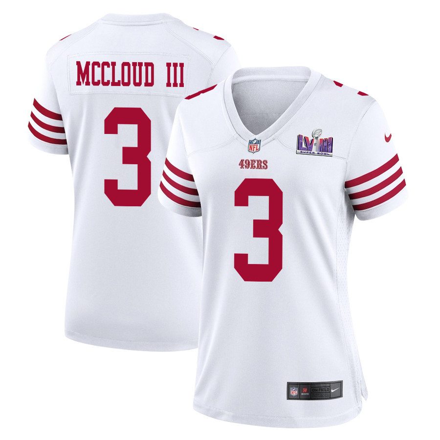 Ray-Ray McCloud III 3 San Francisco 49ers Super Bowl LVIII Patch Game White NFL Jersey Women's