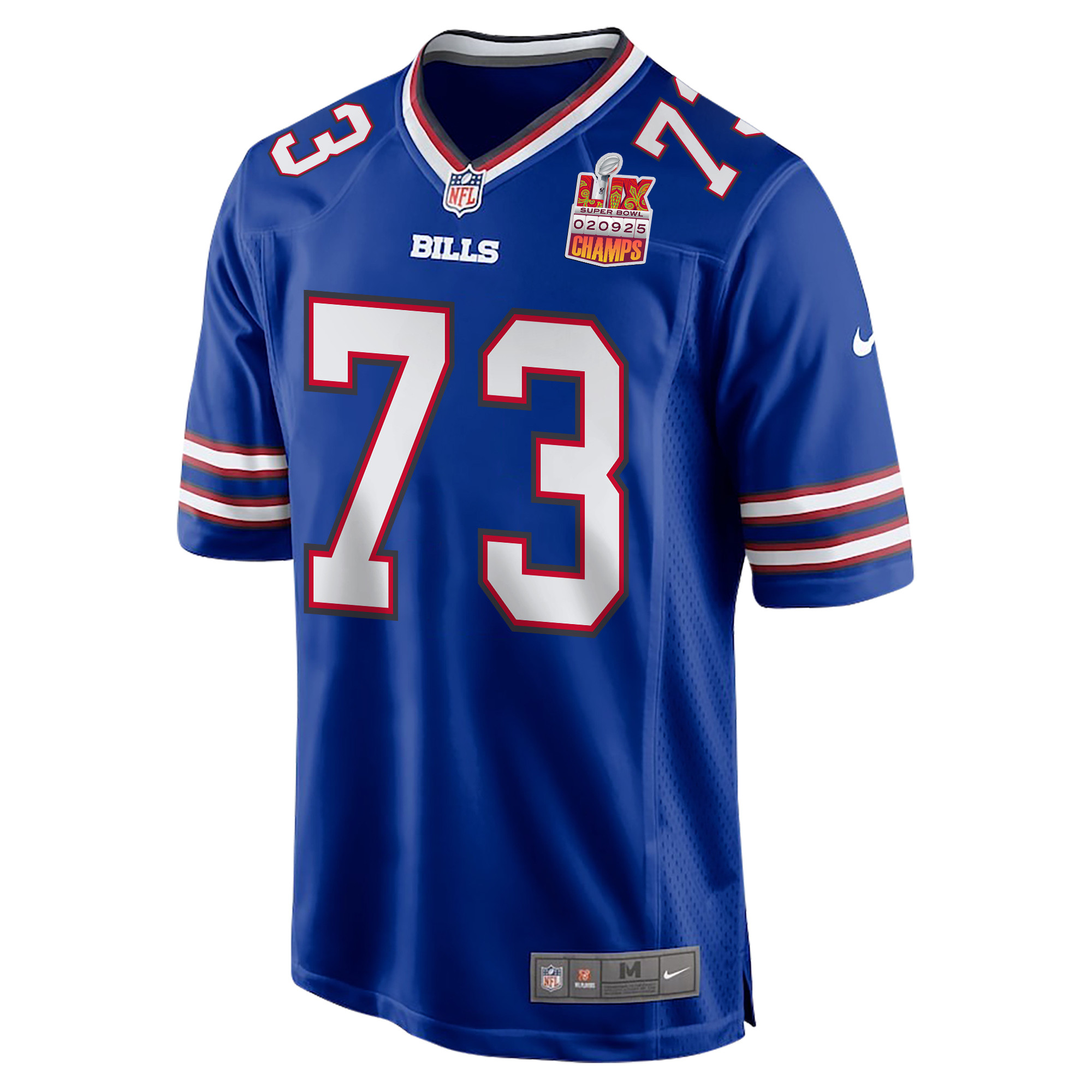 Dion Dawkins 73 Buffalo Bills Super Bowl LIX Champions Patch Game Royal NFL Jersey Men's