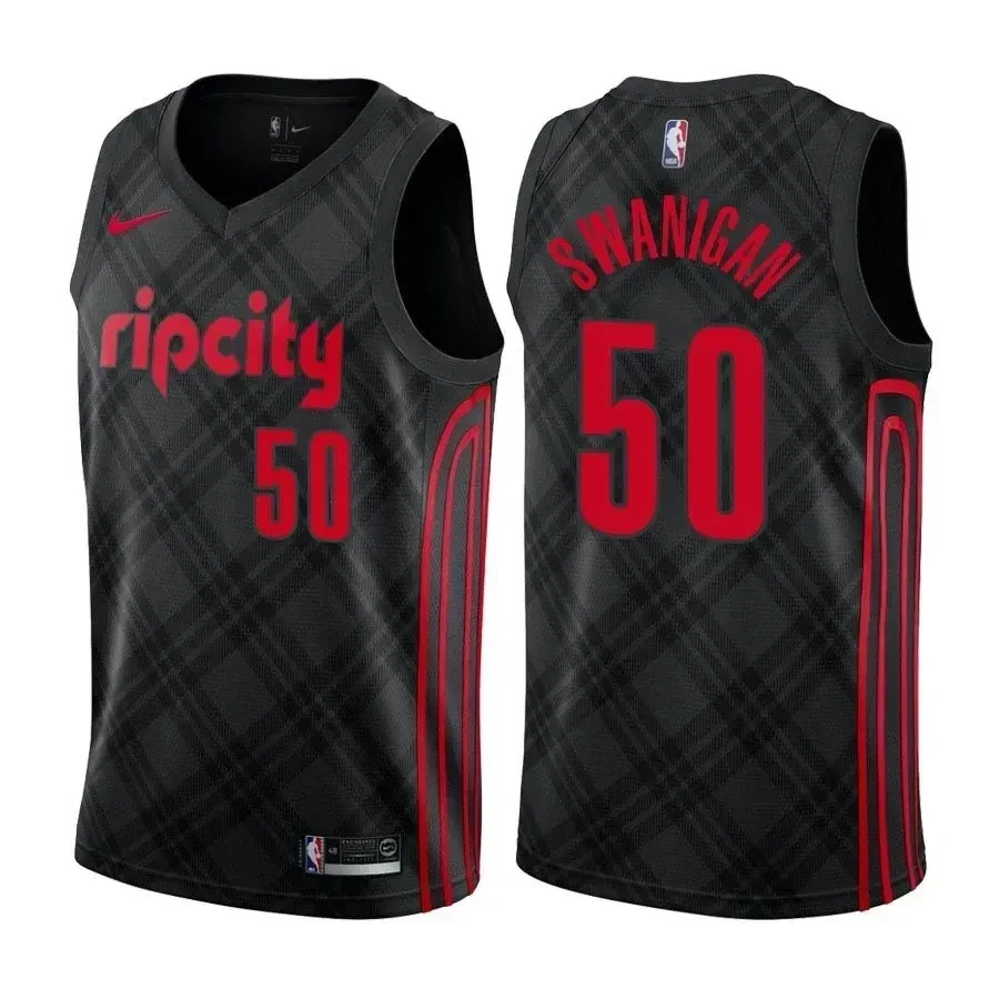 Portland Trail Blazers Caleb Swanigan 50 City Edition Black NBA Jersey Men's