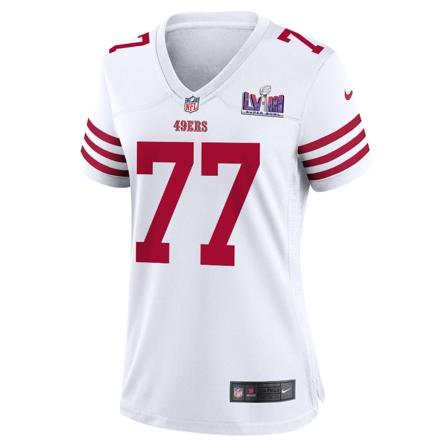 Alfredo Gutierrez 77 San Francisco 49ers Super Bowl LVIII Patch Game White NFL Jersey Women's