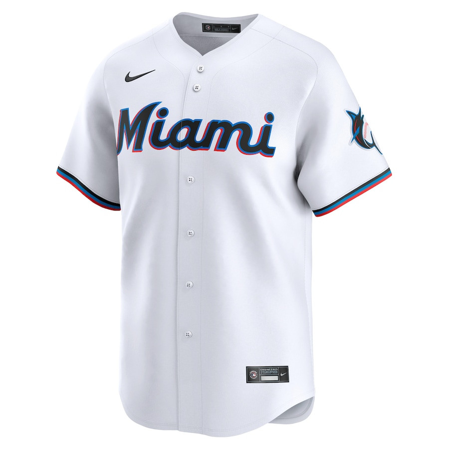Miami Marlins Home Limited Custom White MLB Jersey Youth