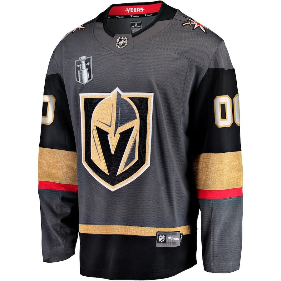 Custom 00 Vegas Golden Knights 2023 Stanley Cup Final Alternate Breakaway Black NHL Jersey Men's