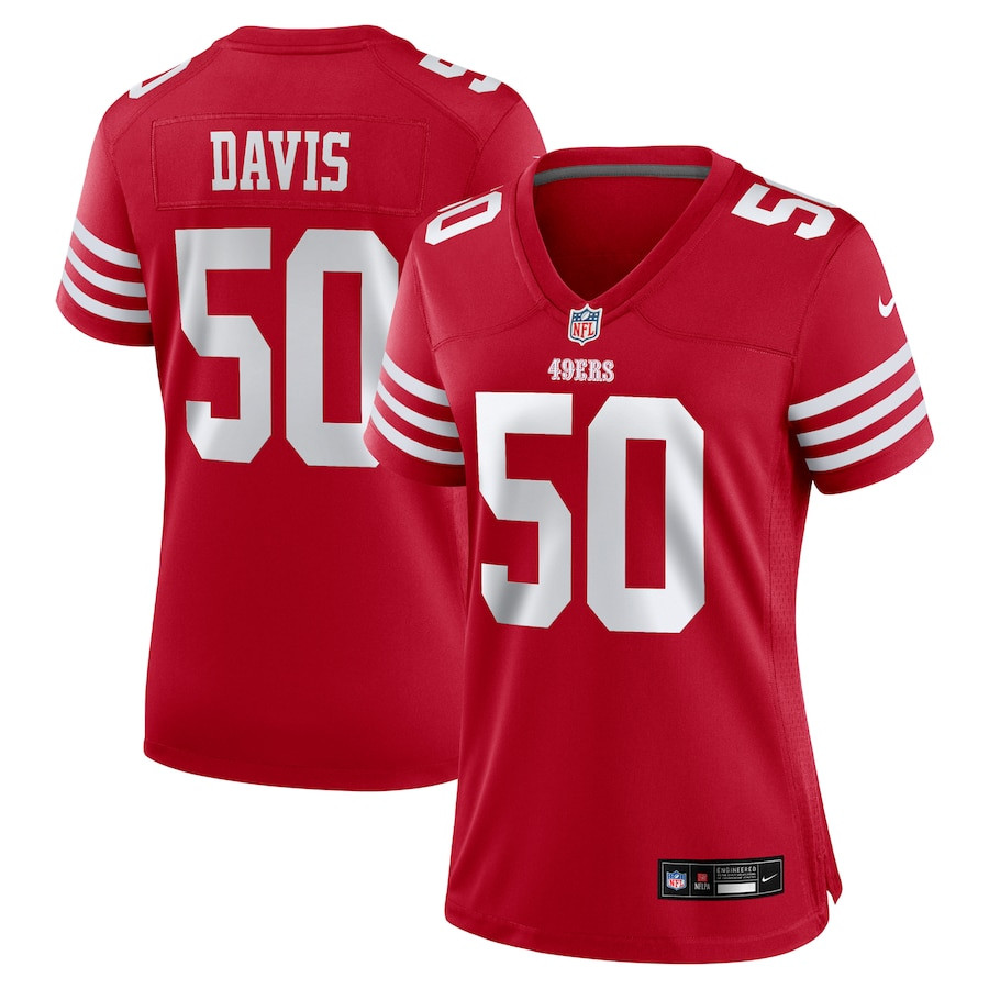 Khalil Davis 50 San Francisco 49ers Game Scarlet NFL Jersey Women's