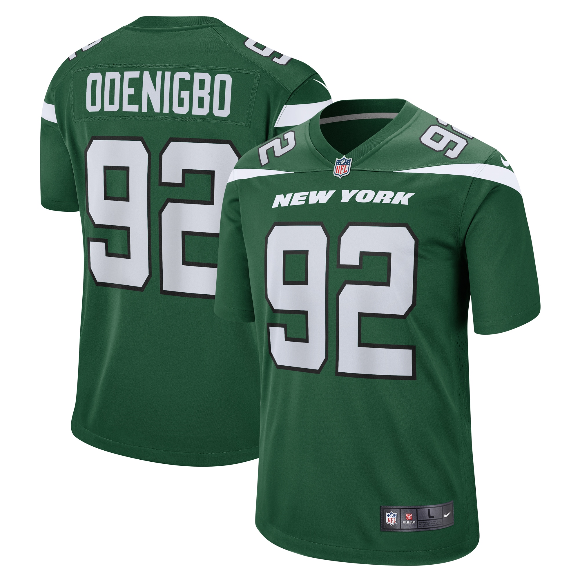 New York Jets Ifeadi Odenigbo Gotham Green Game NFL Jersey Men's
