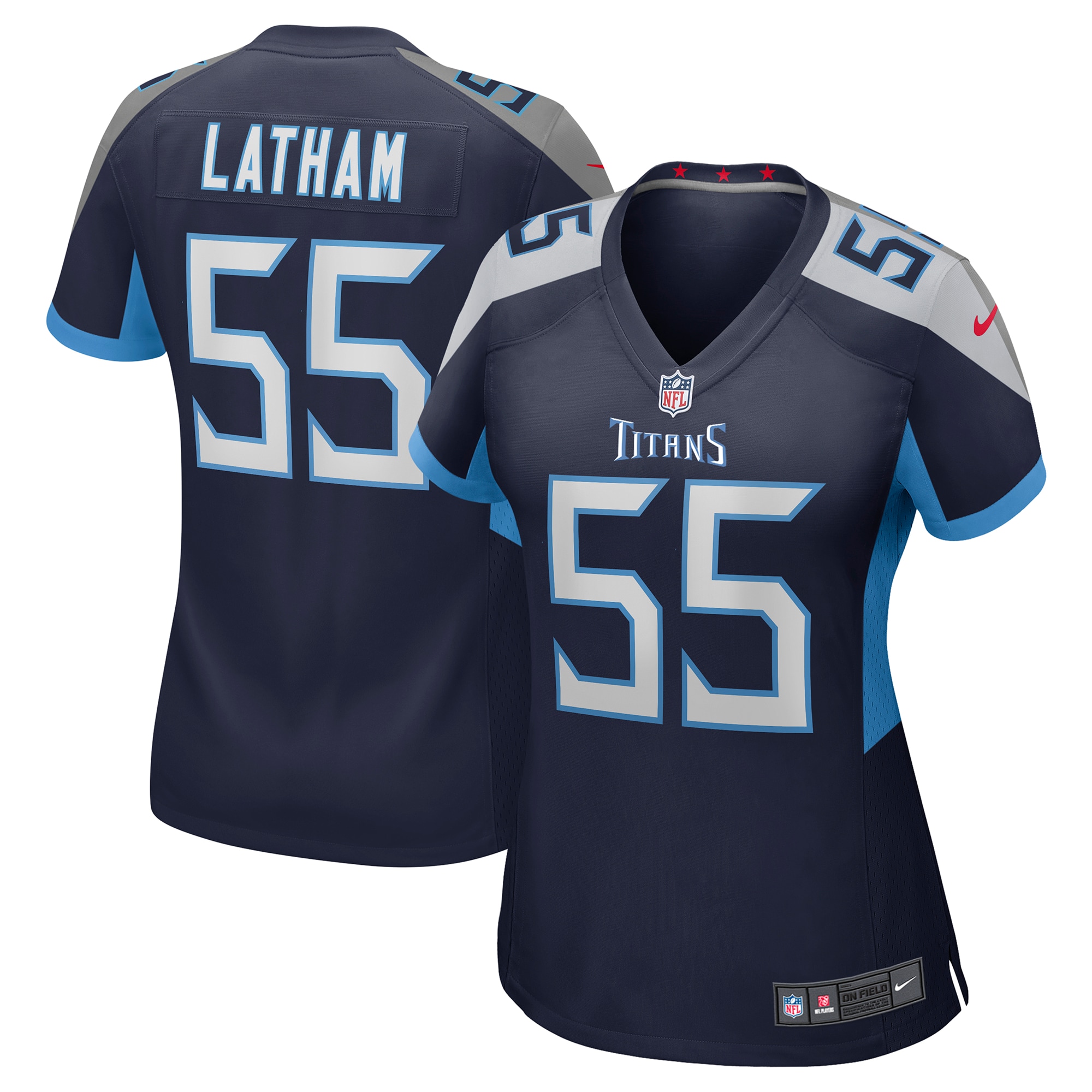 Tennessee Titans JC Latham Navy Team Game NFL Jersey Women's
