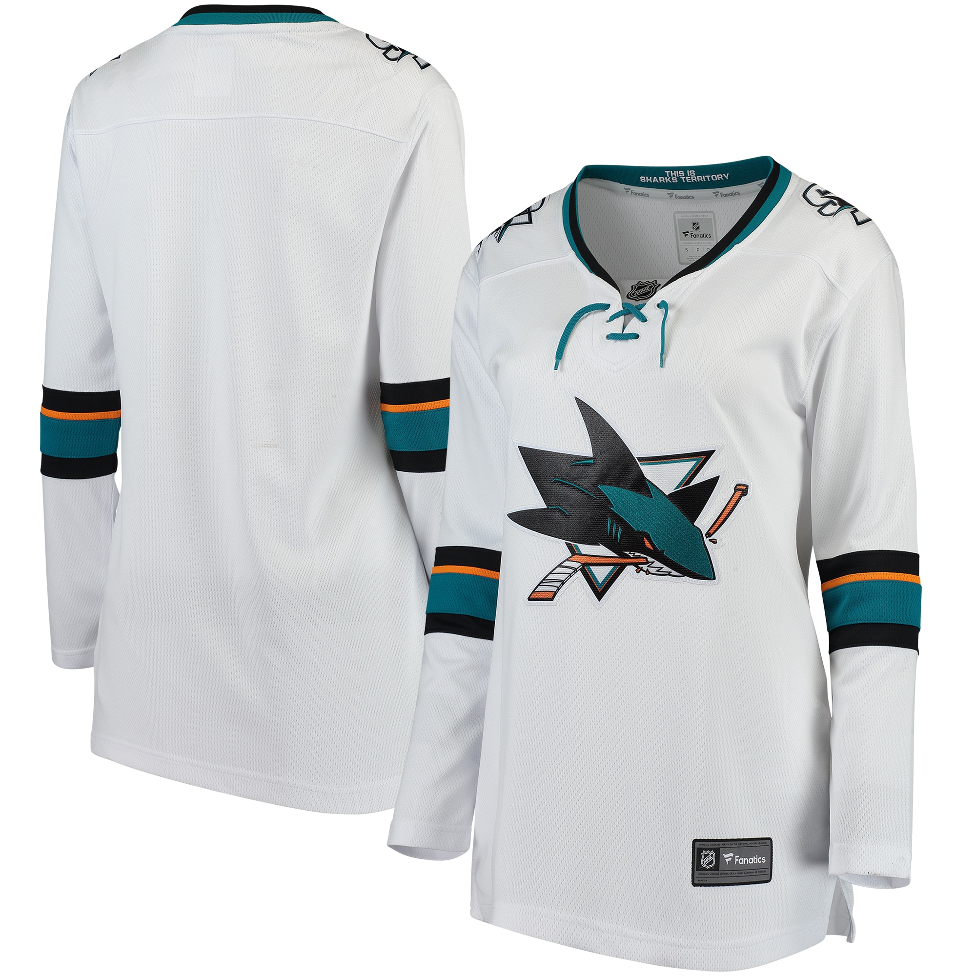 San Jose Sharks White Away Breakaway NHL Jersey Women's