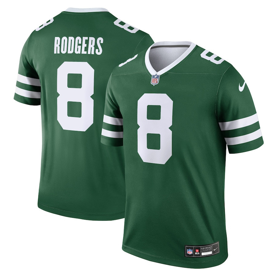 Aaron Rodgers 8 New York Jets Legend Legacy Green NFL Jersey Men's