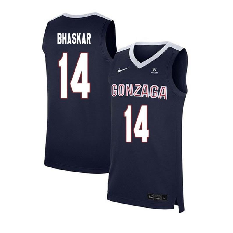 14 Brian Bhaskar Navy Elite Gonzaga Bulldogs NCAA Jersey Men's