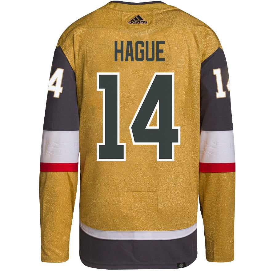 Nicolas Hague 14 Vegas Golden Knights Stanley Cup 2023 Champions Patch Home Breakaway Gold NHL Jersey Men's