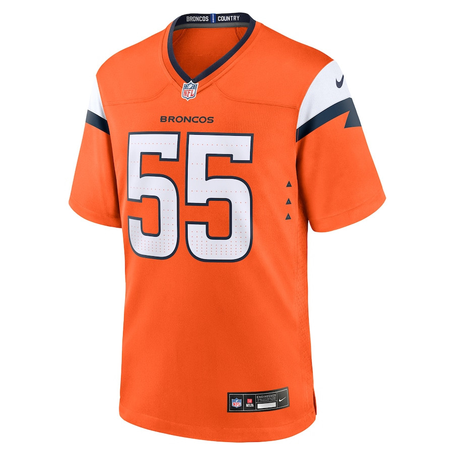 Cody Barton 55 Denver Broncos Game Orange NFL Jersey Men's