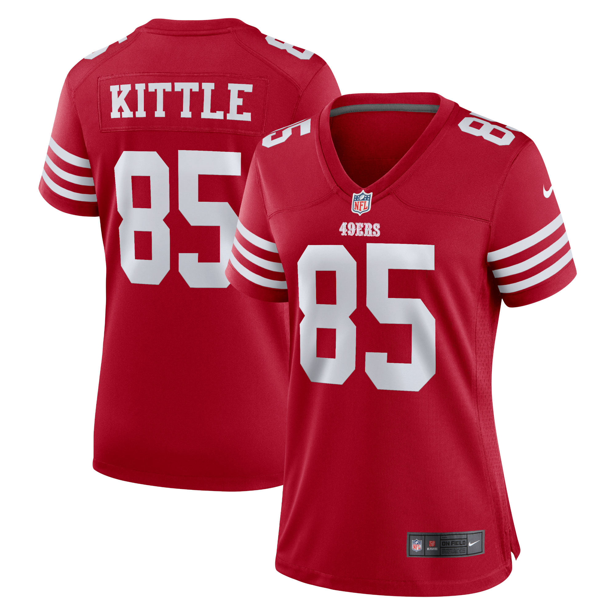 San Francisco 49ers George Kittle Scarlet Team Game Player NFL Jersey Women's
