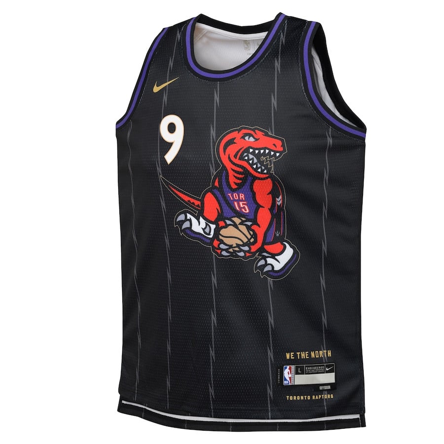 RJ Barrett 9 Toronto Raptors 2024/25 Swingman Playe City Edition Black NBA Jersey Youth