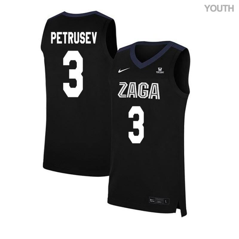 3 Filip Petrusev Black Elite Gonzaga Bulldogs NCAA Jersey Youth