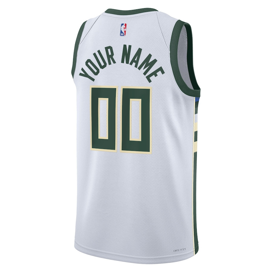 Milwaukee Bucks 2023/24 Association Swingman Custom White NBA Jersey Men's