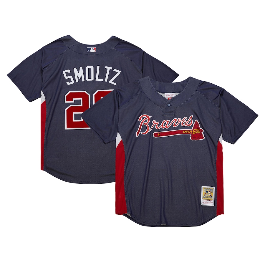 John Smoltz Atlanta Braves Mitchell&Ness Cooperstown Collection Mesh Batting Practice Jersey Navy