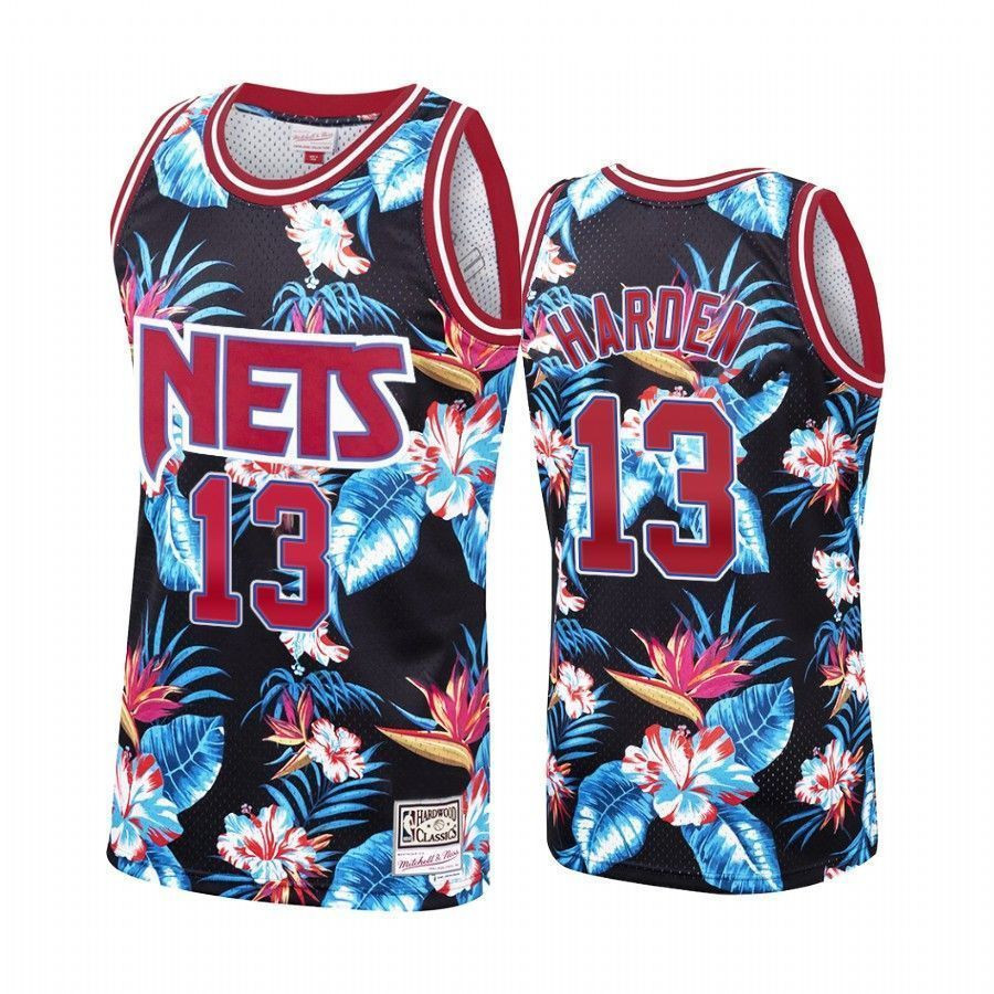 James Harden 13 Brooklyn Nets Black Floral Fashion NBA Jersey Men's