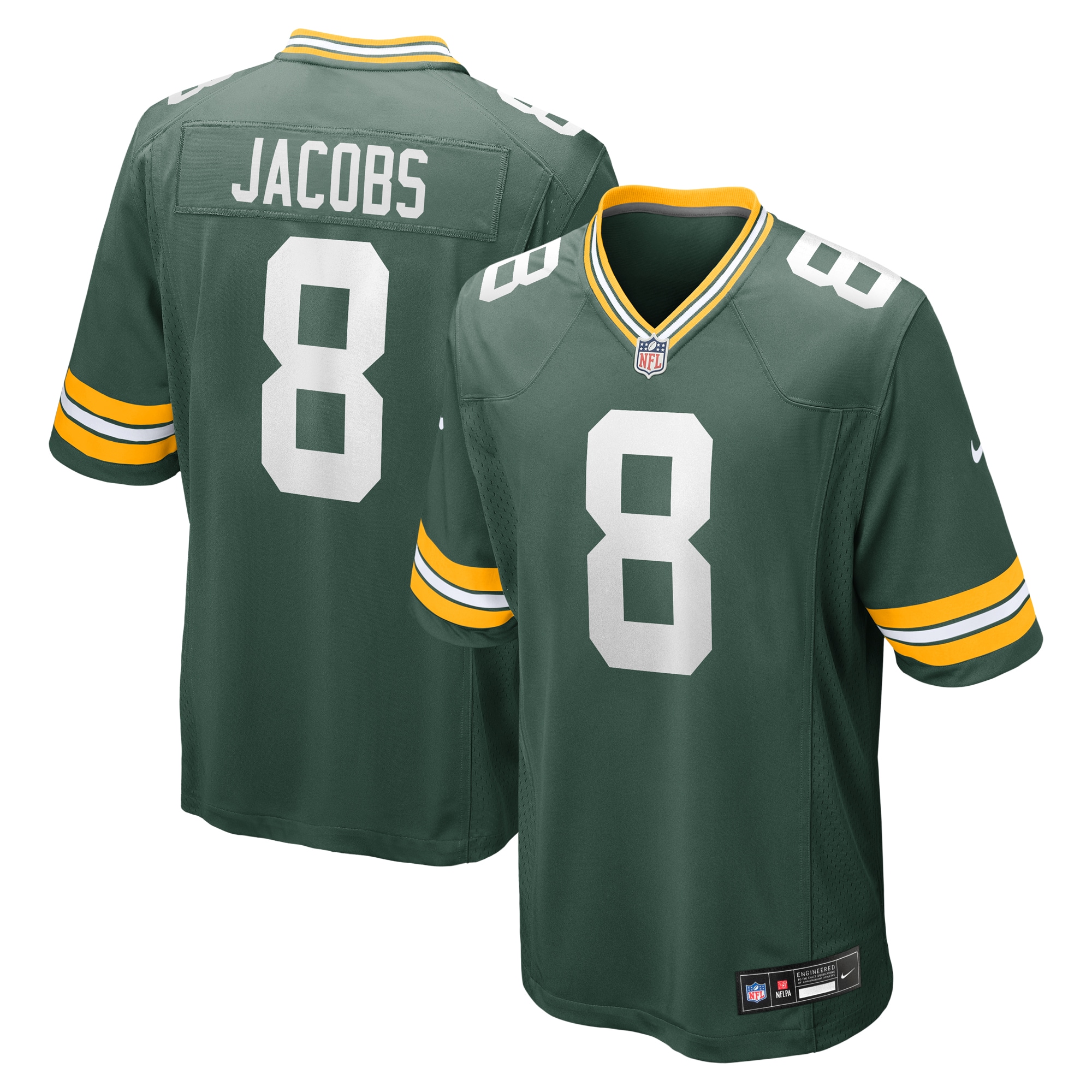 Green Bay Packers Josh Jacobs Green Team Game NFL Jersey Men's