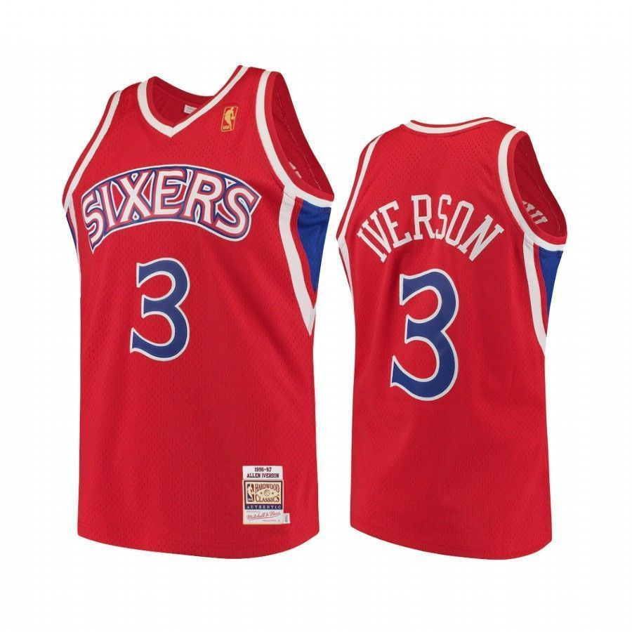 Allen Iverson Philadelphia 76ers Hardwood Classics Red NBA Jersey Men's