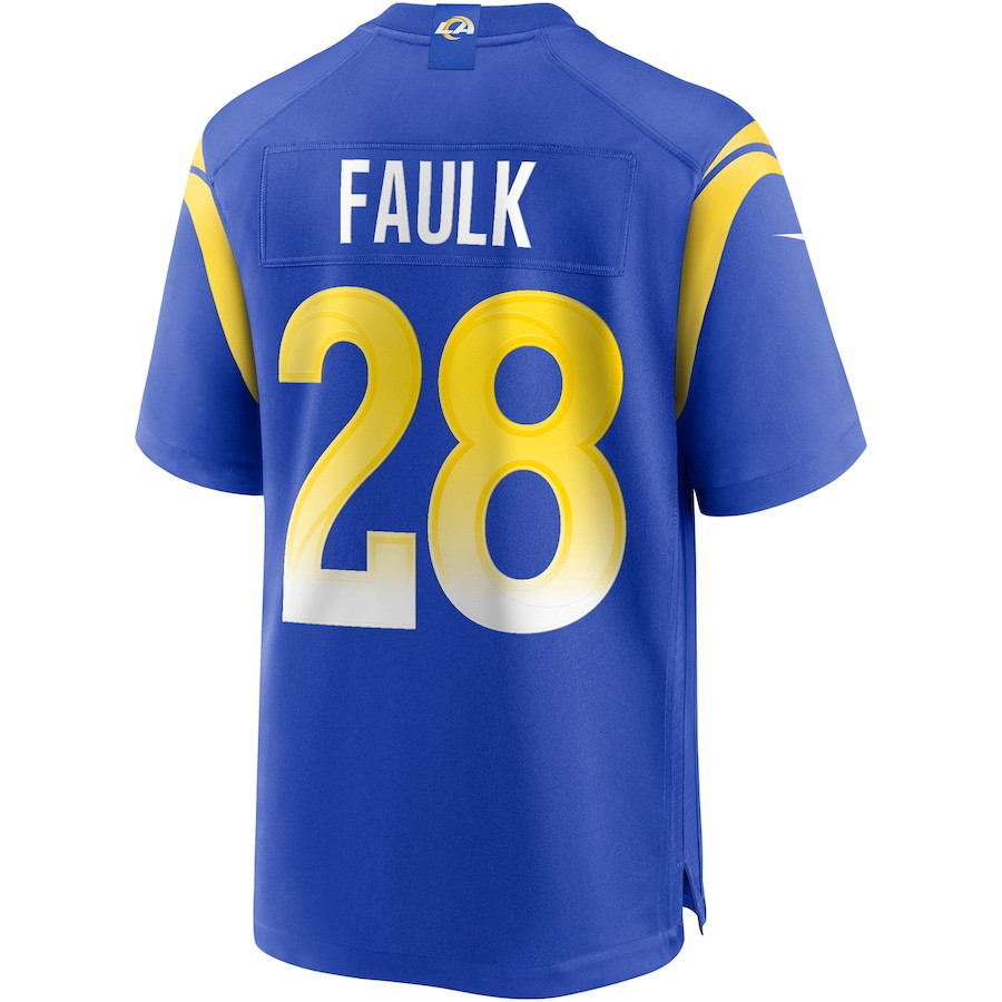Marshall Faulk 28 Los Angeles Rams Game Retired Royal NFL Jersey Men's