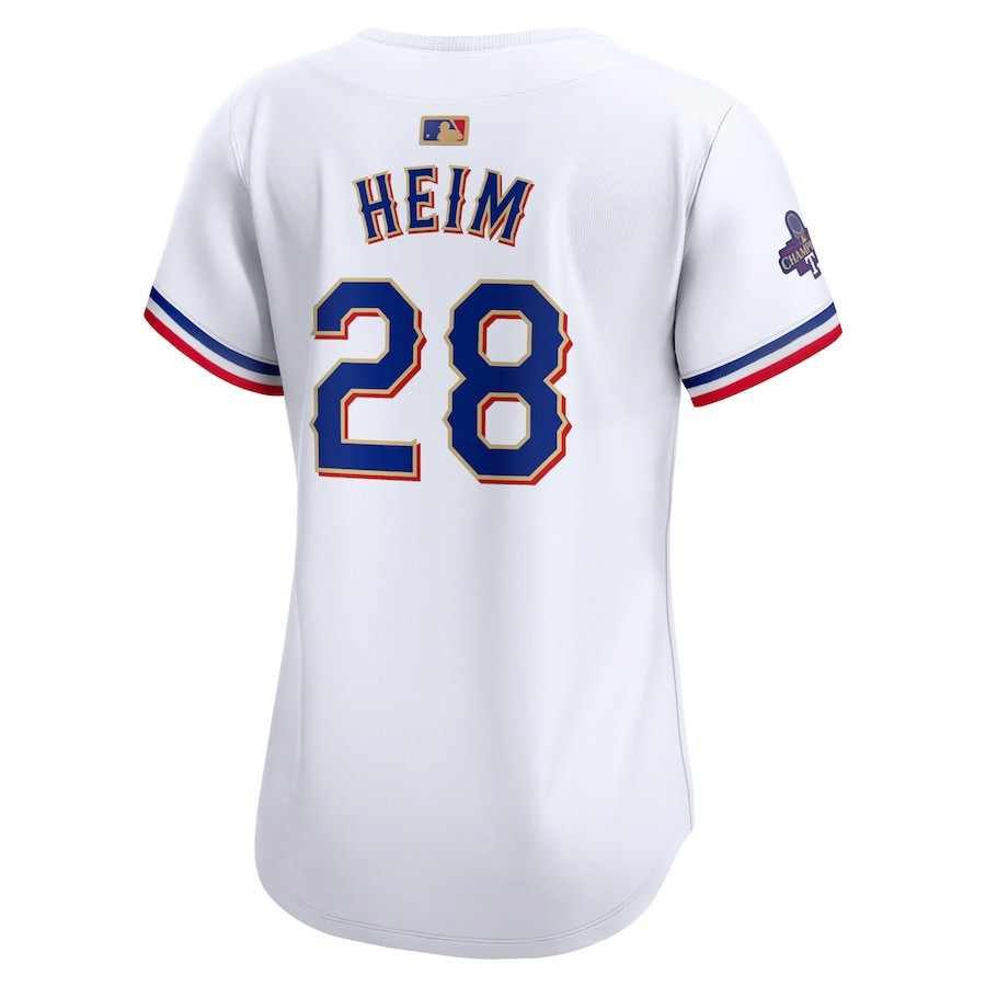 Jonah Heim 28 Texas Rangers 2024 Gold Collection Limited White MLB Jersey Women's