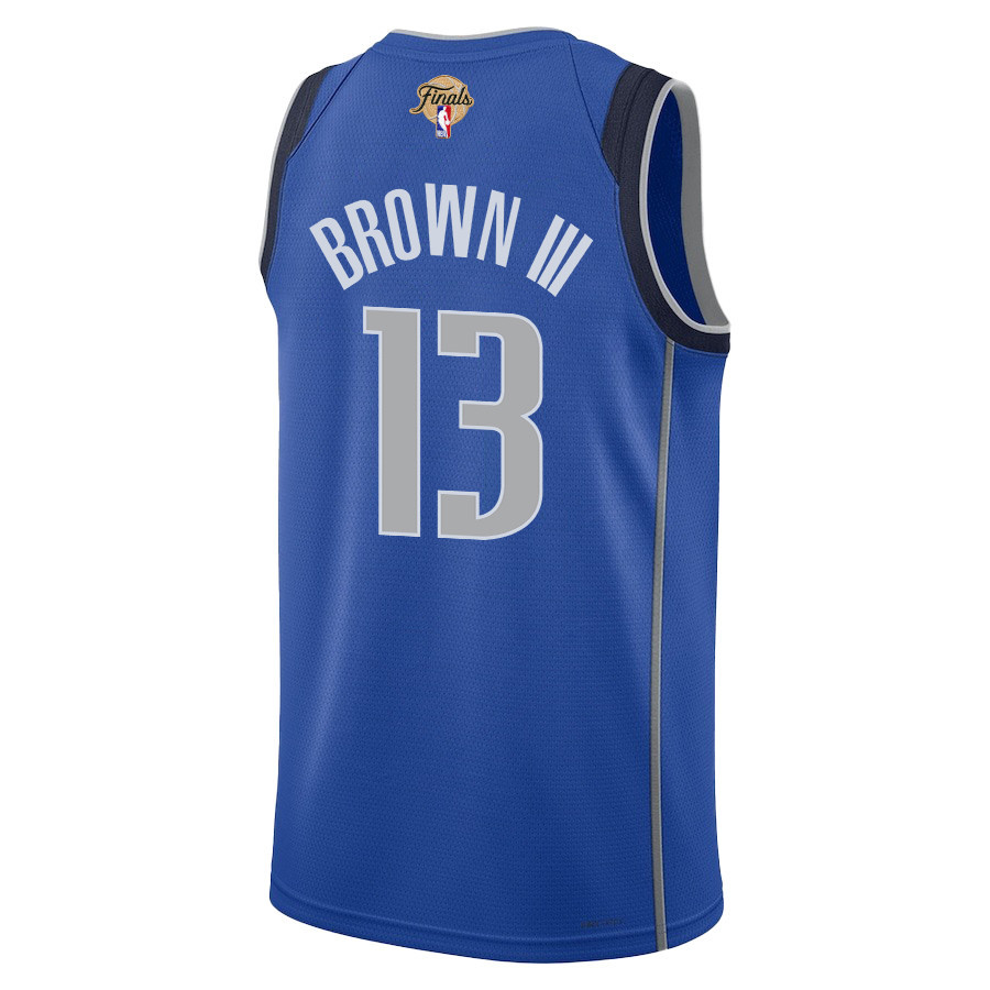 Greg Brown III 13 Dallas Mavericks 2024 FINALS PATCH Swingman Icon Edition Blue NBA Jersey Men's