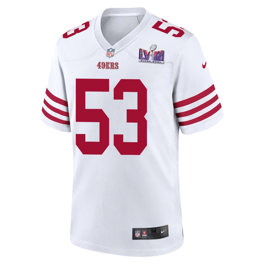 Dee Winters 53 San Francisco 49ers Super Bowl LVIII Patch Game White NFL Jersey Men's
