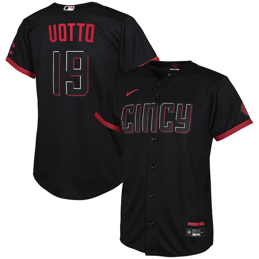 Joey Votto 19 Cincinnati Reds 2023 City Connect Black MLB Jersey Youth