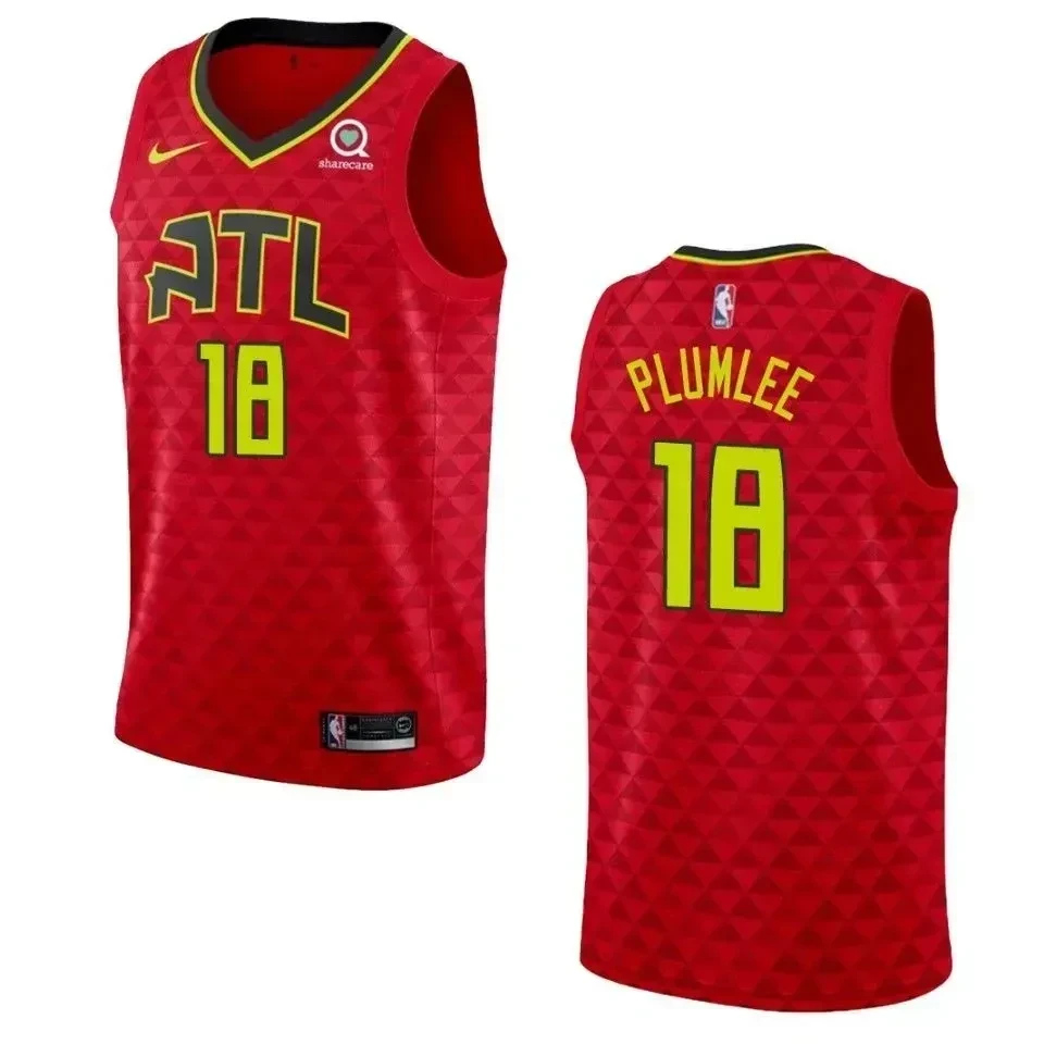 Atlanta Hawks 18 Miles Plumlee Statement Swingman Red NBA Jersey Men's
