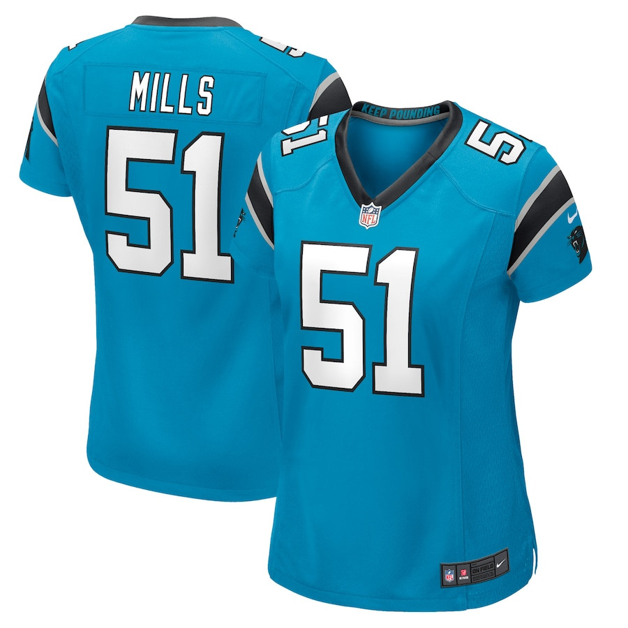 Sam Mills 51 Carolina Panthers Retired Blue NFL Jersey Women's