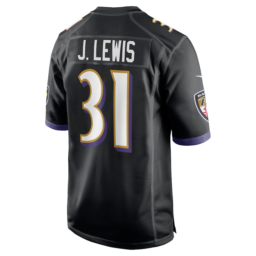 Jamal Lewis 31 Baltimore Ravens Retired Player Black NFL Jersey Men's