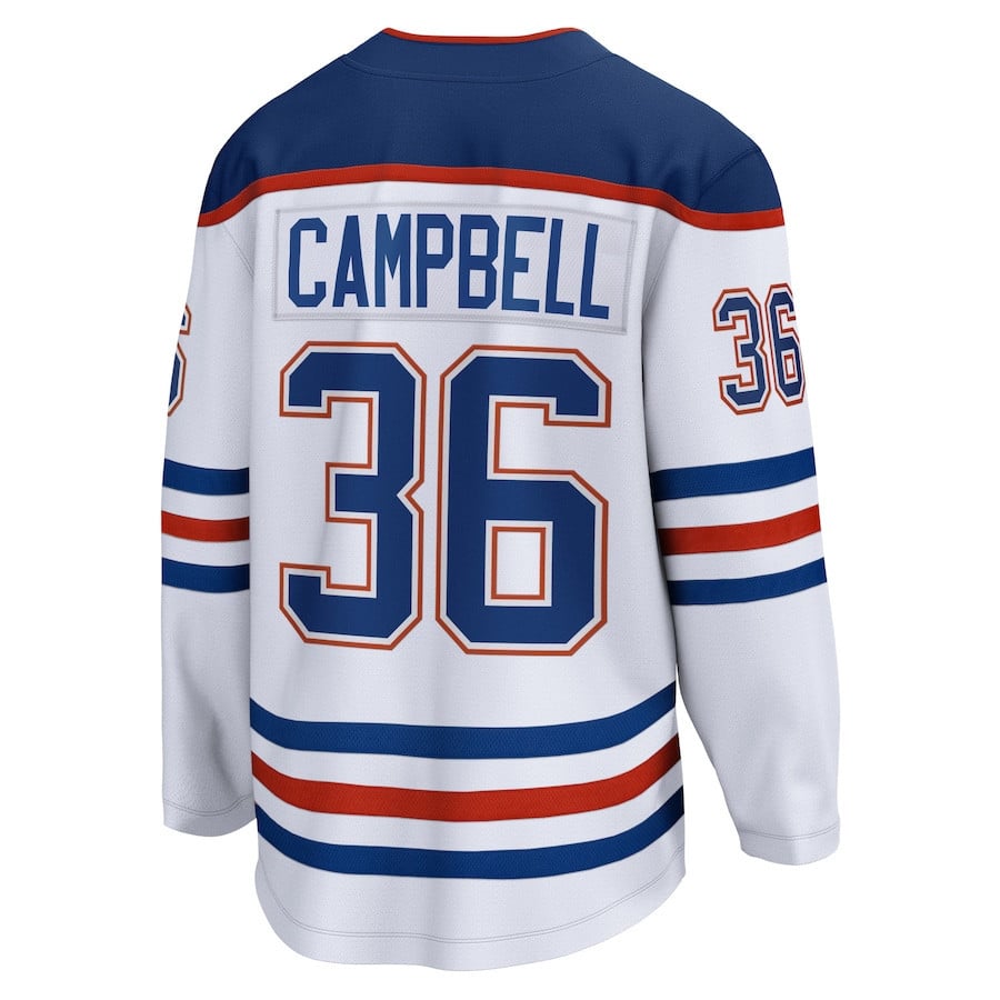 Jack Campbell 36 Edmonton Oilers Away Breakaway White NHL Jersey Men's