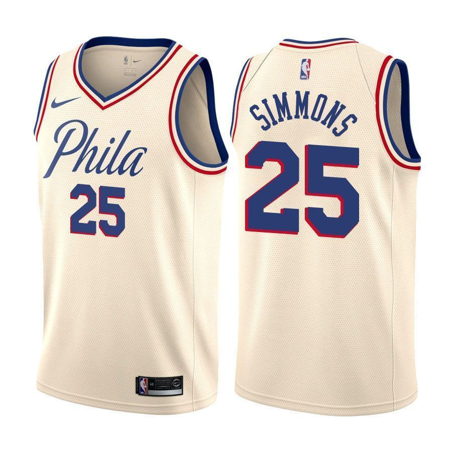 Philadelphia 76ers Ben Simmons 25 City Edition Natural NBA Jersey Men's