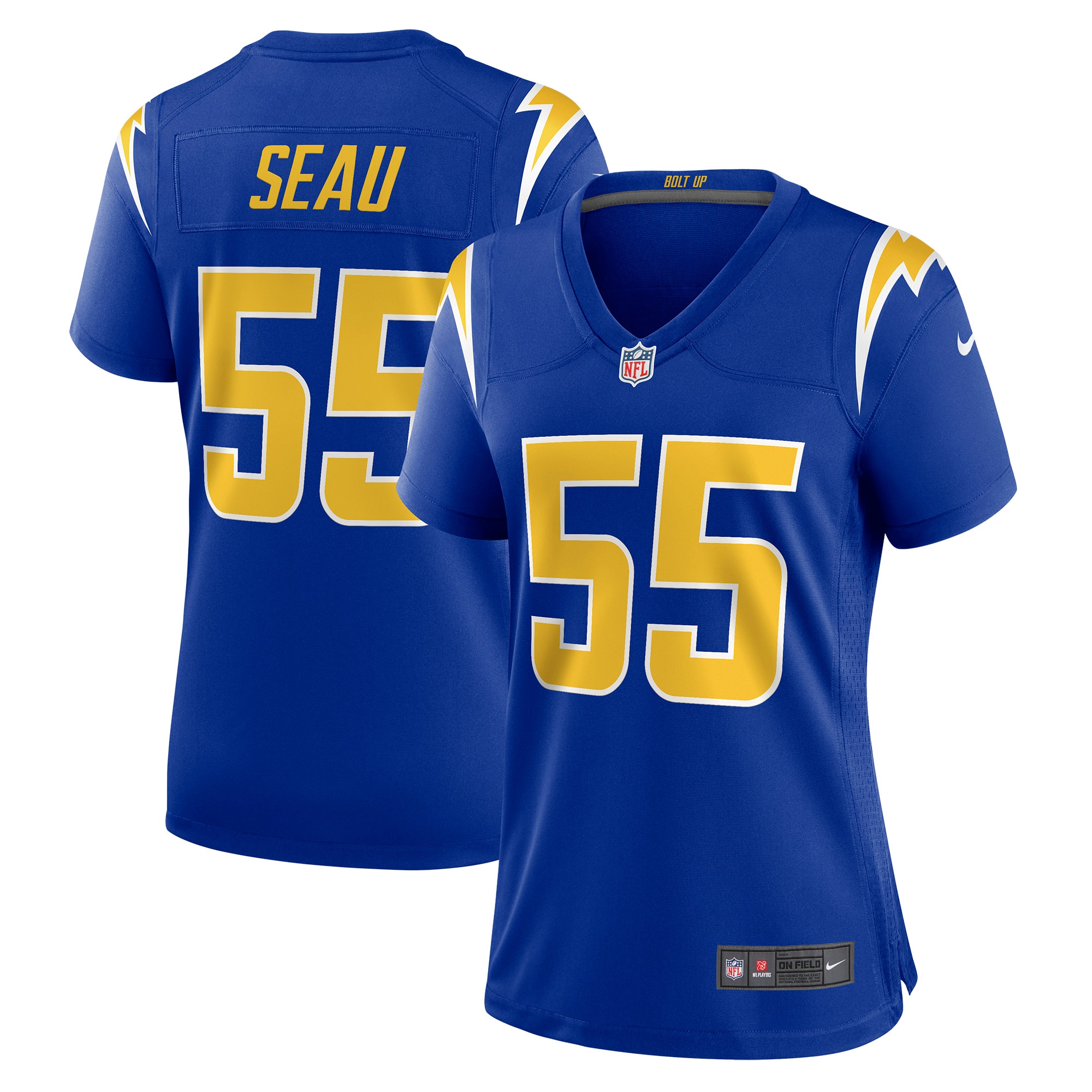 Los Angeles Chargers Junior Seau Royal Retired Game NFL Jersey Women's